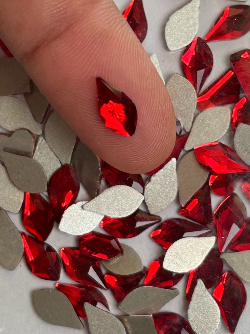 Red Navette Crystal Rhinestones for nails